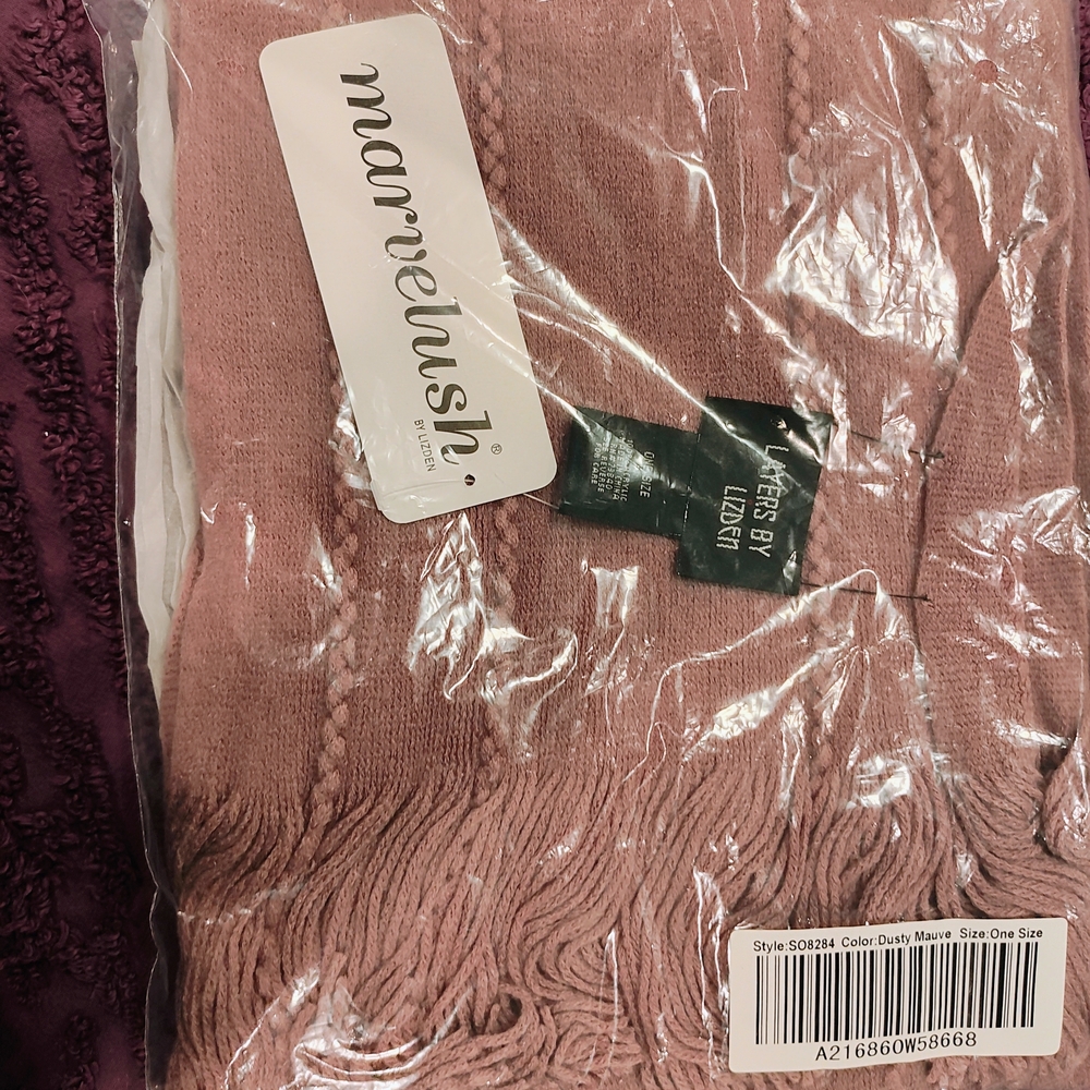 Marvellous Dusty Mauve Fringe Knit Wrap